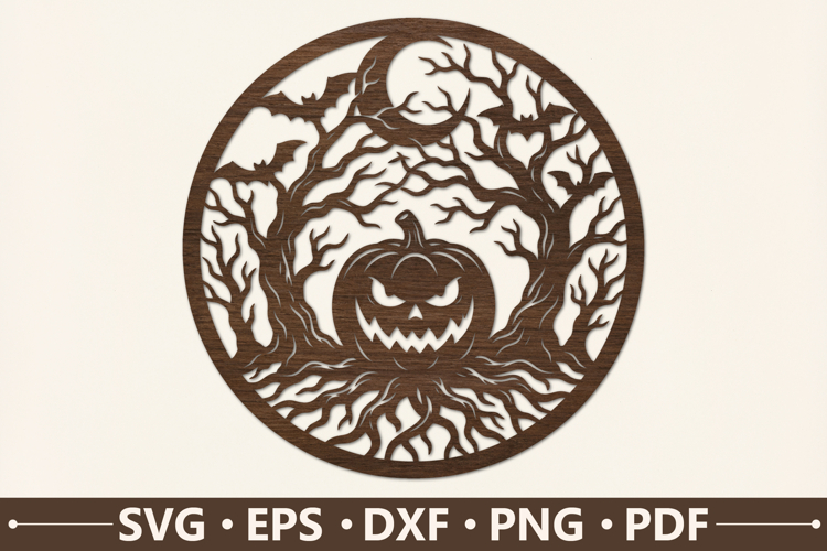 Spooky Pumpkin Round Sign SVG