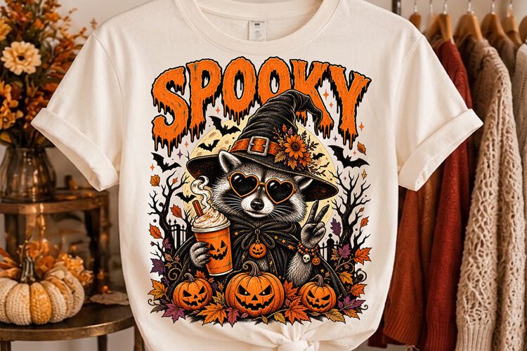 Spooky Raccoon Halloween PNG