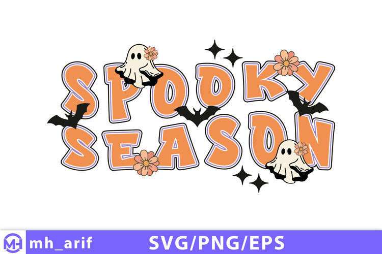 Retro Halloween Spooky Season SVG PNG Design example image 1