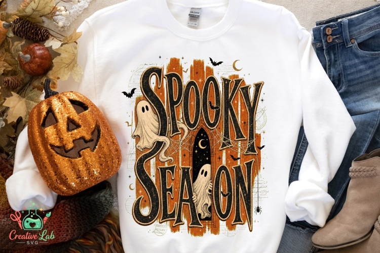 Spooky Season Ghost PNG - Retro Distressed Halloween Design