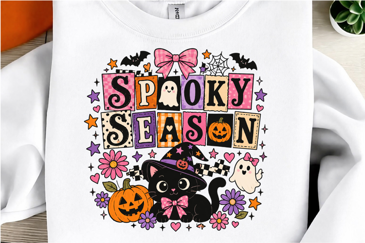 Spooky Season Black Cat Graphic PNG