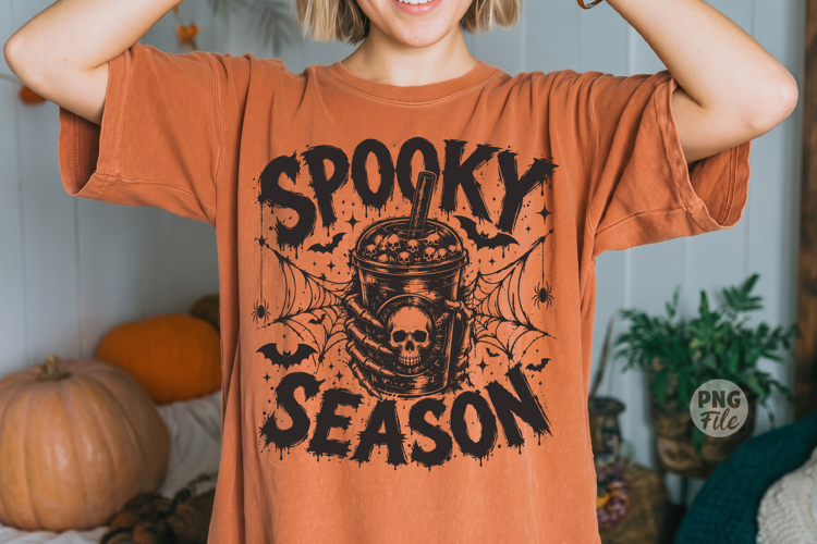 Spooky Season Gothic Halloween PNG,Skeleton Hand Iced Coffee