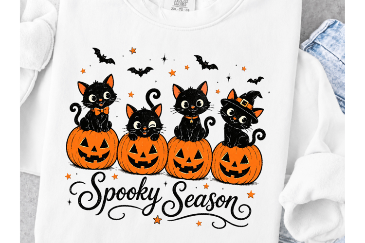 Spooky Season Halloween Pumpkin Cat PNG