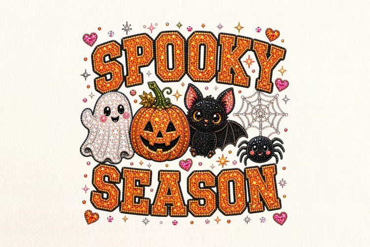 Spooky Season Halloween Rhinestone PNG Design example image 1