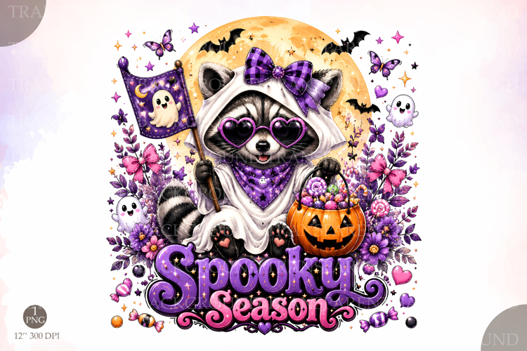 Spooky Season Raccoon PNG, Ghost Raccoon Halloween Design