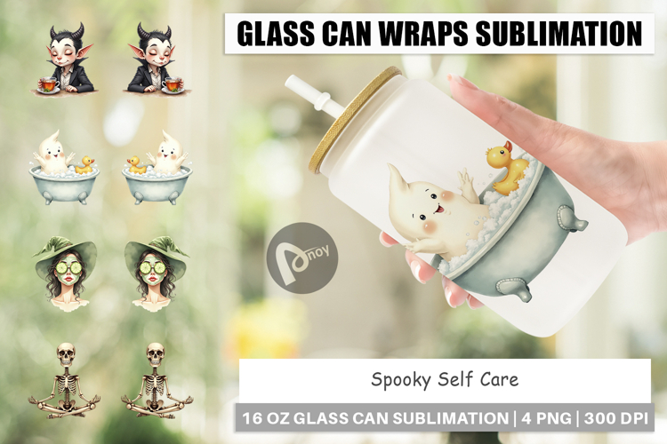 Glass Can Watercolor Spooky Self Care