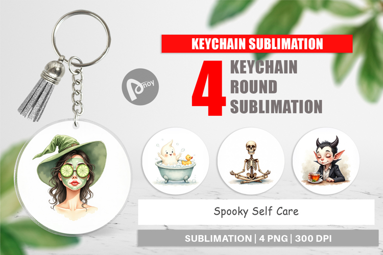 Keychain Watercolor Spooky Self Care