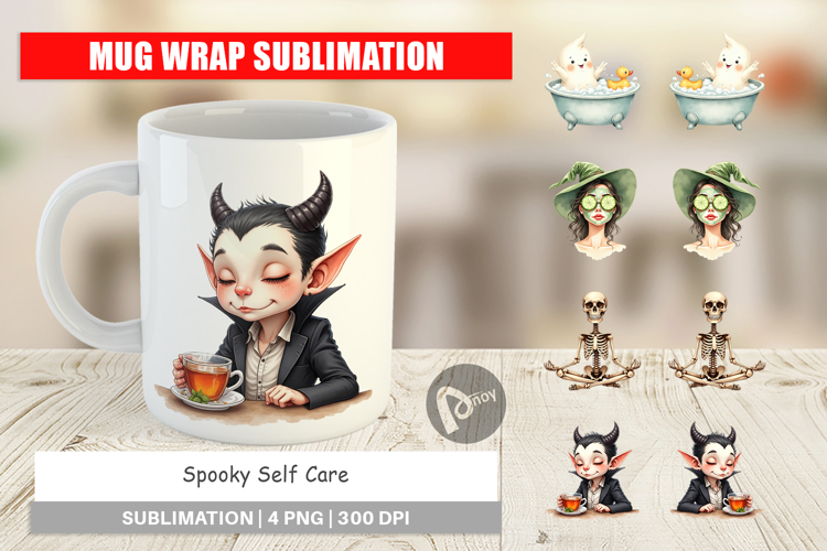 Mug Wrap Watercolor Spooky Self Care