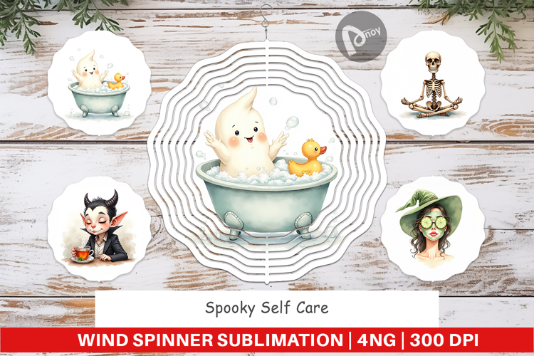 Wind Spinner Watercolor Spooky Self Care