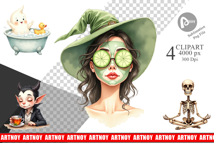 Clipart Watercolor Spooky Self Care