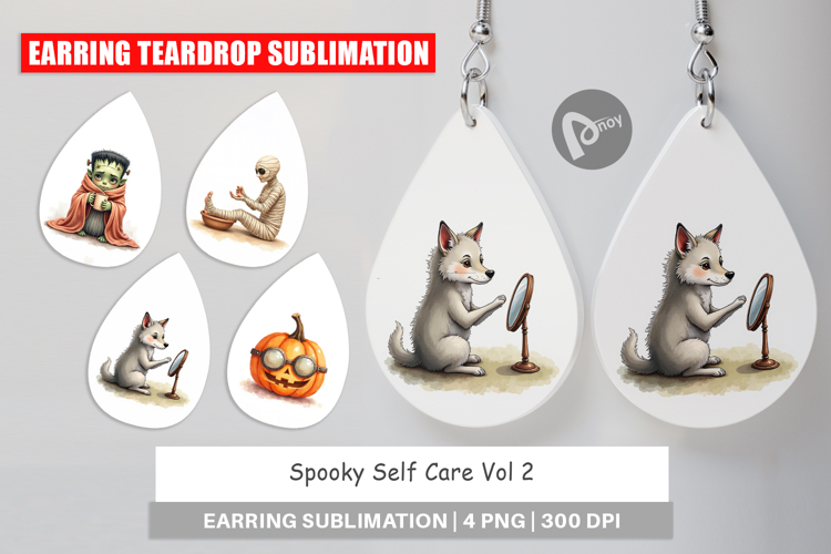 Earring Watercolor Spooky Self Care