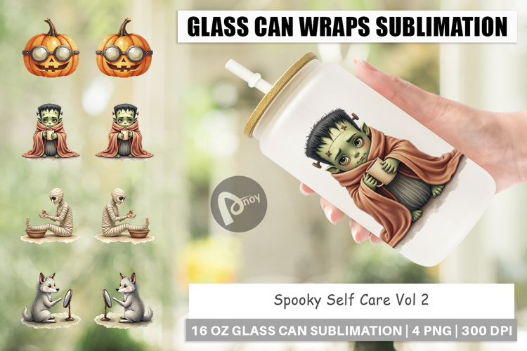 Glass Can Watercolor Spooky Self Care