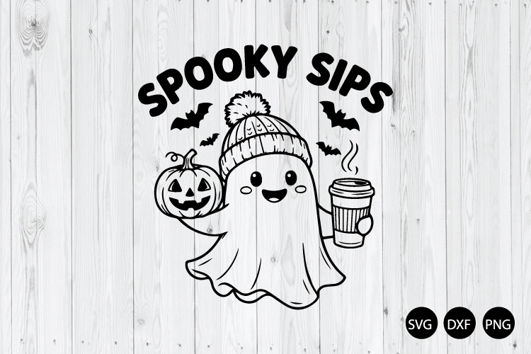 Spooky Sips SVG, Halloween Coffee SVG, Coffee Lover SVG