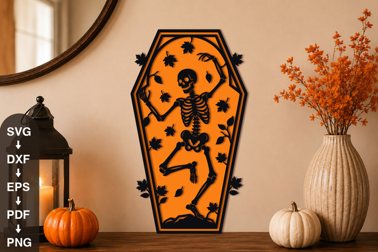 Spooky Skeleton Coffin Halloween SVG