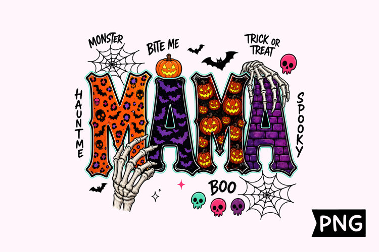 Spooky Skeleton Hand Mama Halloween example image 1