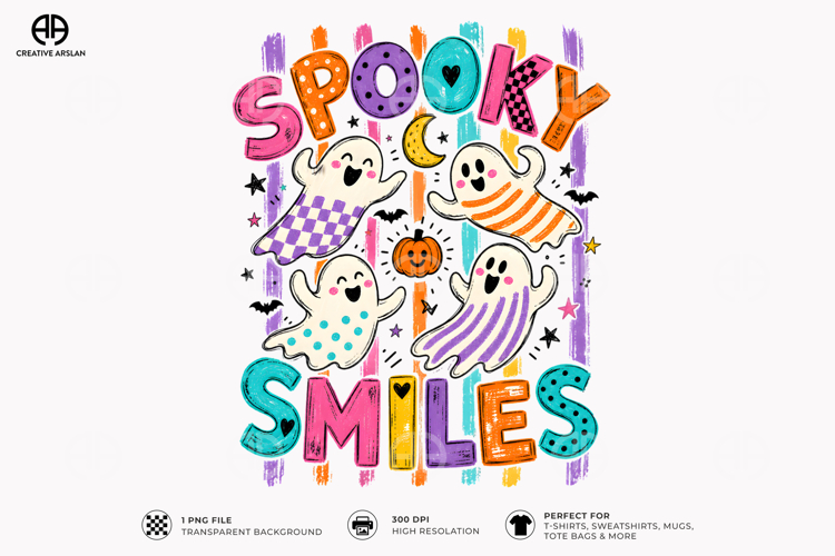 Spooky Smiles Ghost Clipart PNG - Happy Halloween Shirt
