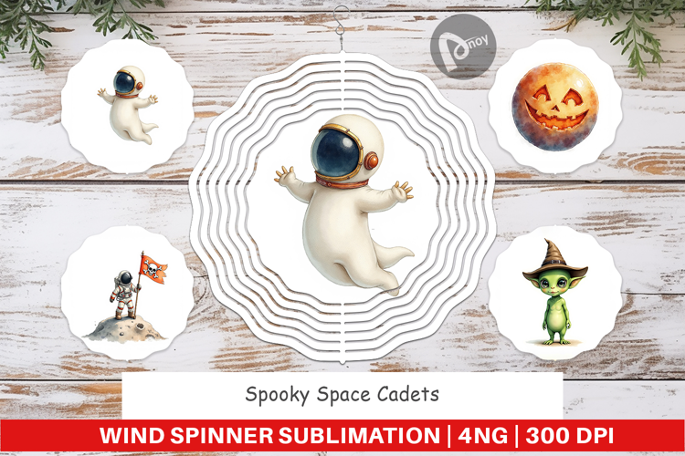 Wind Spinner Watercolor Spooky Space Cadets