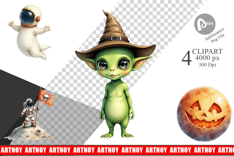 Clipart Watercolor Spooky Space Cadets