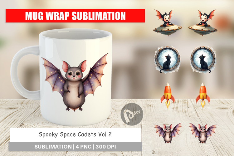 Mug Wrap Watercolor Spooky Space Cadets