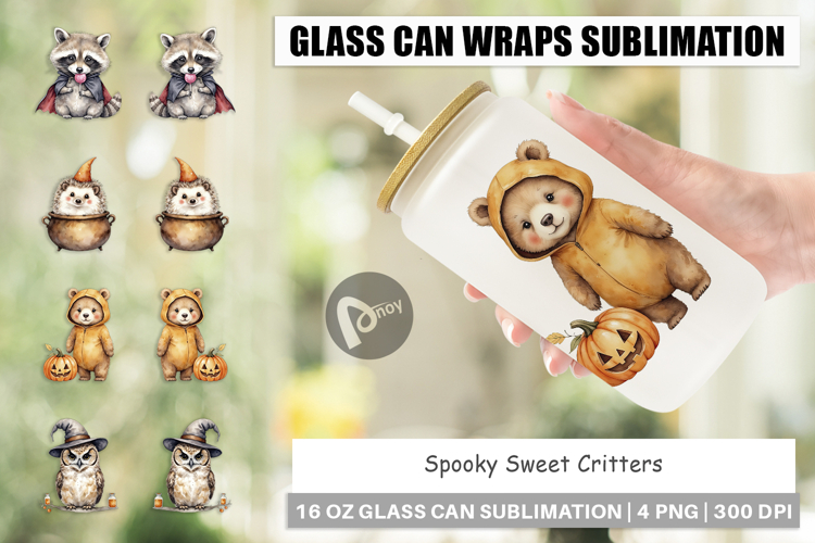 Glass Can Spooky Sweet Critters