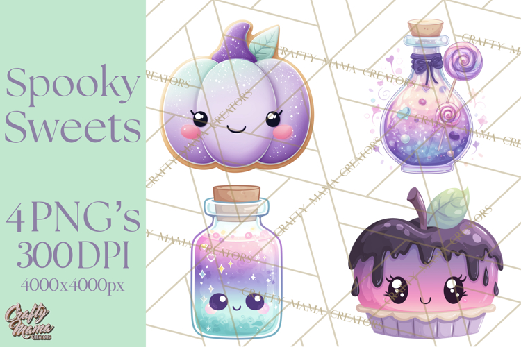 Haunted Bake Shop Delights Clipart PNG Cute Kawaii Pastels