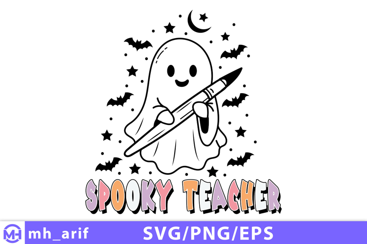 Spooky Teacher Halloween SVG PNG T-shirt Design