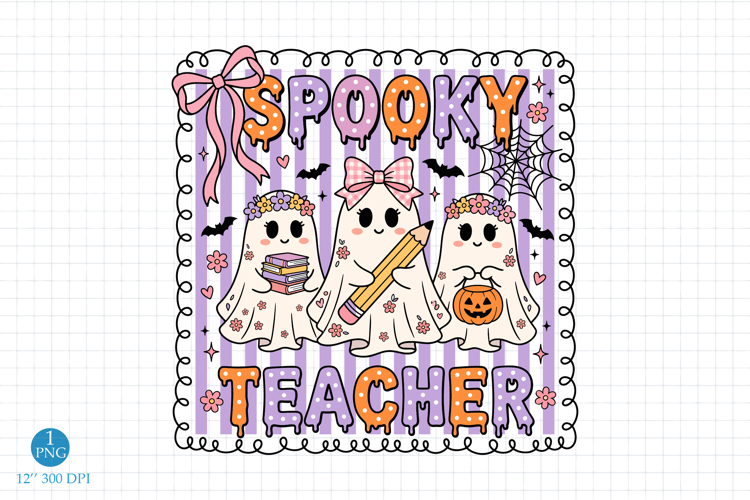 Spooky Teacher Ghost PNG, Halloween Sublimation