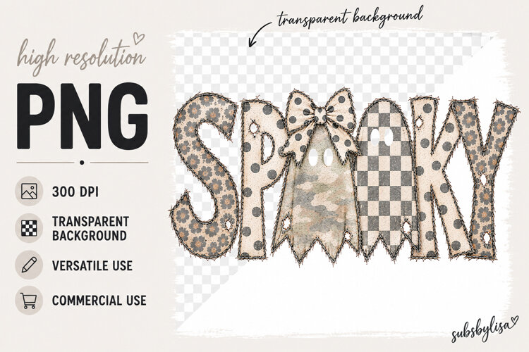 Spooky png, Ghost Halloween Bow PNG Design example image 1