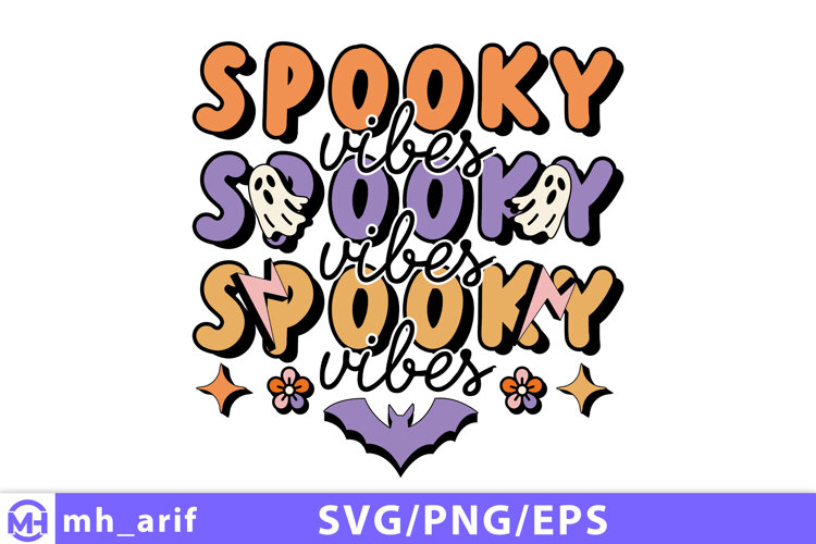 Retro Halloween Spooky Vibes SVG PNG Design example image 1
