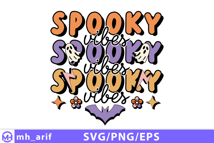 Retro Halloween Spooky Vibes SVG PNG Design