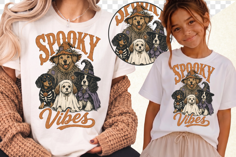 Spooky Vibes PNG, Halloween Dogs Sublimation Design