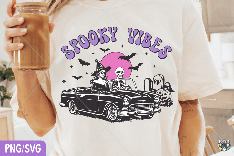 Spooky Vibes Png, Retro Halloween Png, Witchy Halloween