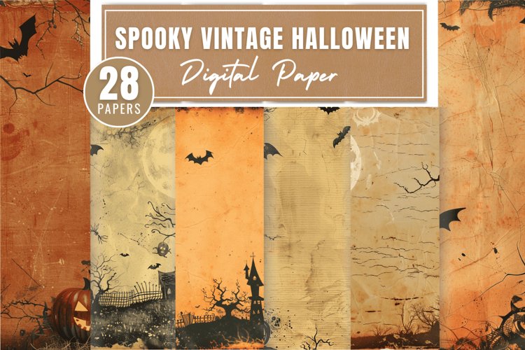 Spooky Vintage Halloween Digital Paper Bundle