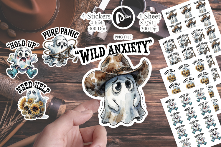 Wild West Panicked Ghosts Sticker
