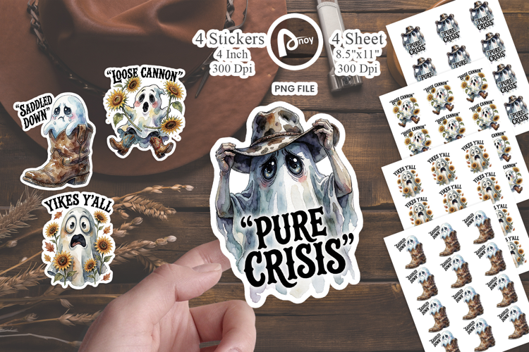Wild West Panicked Ghosts Sticker