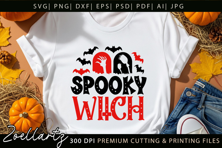 Spooky Witch SVG for Cricut Halloween T-shirt Mug Design