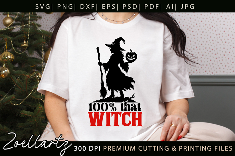 Spooky Witch SVG Cut File Funny Halloween T-shirt Mug Design