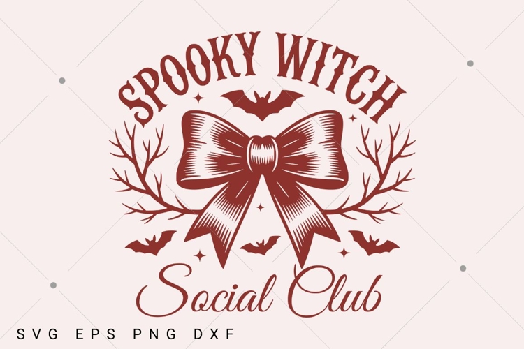 Spooky Witch Social Club PNG, Coquette Halloween Png