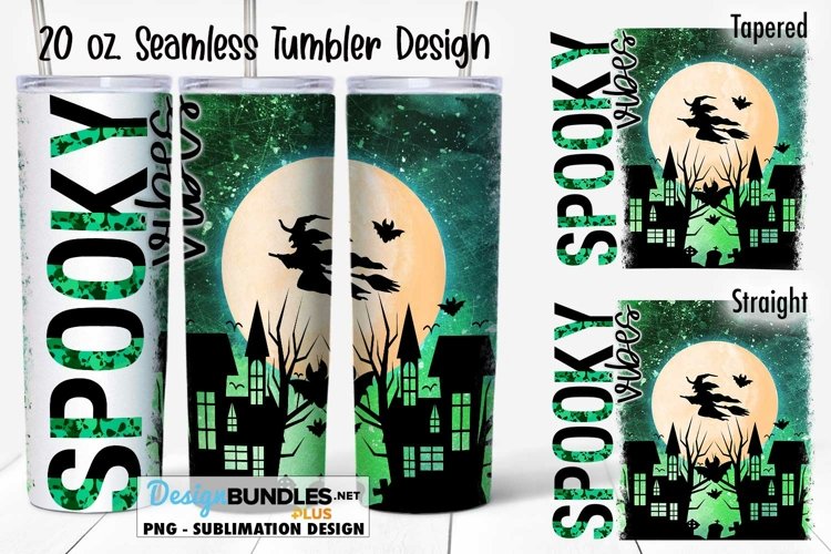 Spooky Vibes 20 oz Tumbler PNG | Green Haunted Halloween