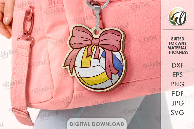 Sport Coquette Keychain Laser Cut. Volleyball SVG