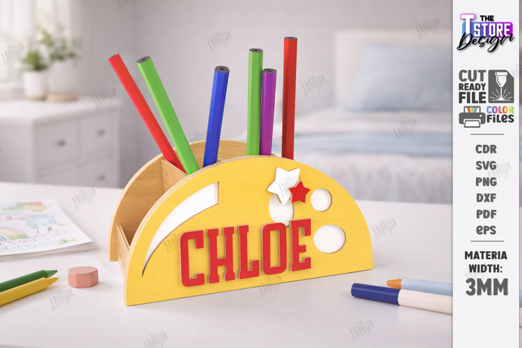 Sports Desk Organizer Laser Cut | Name Sign | Pencil Holder