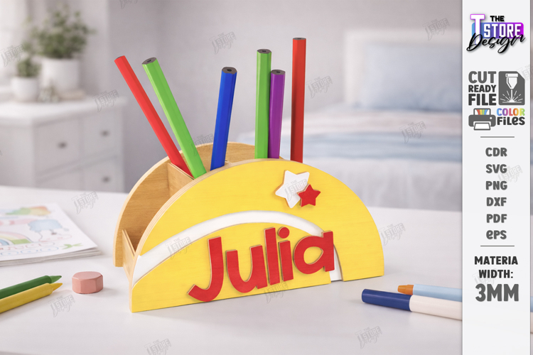 Sports Desk Organizer Laser Cut | Name Sign | Pencil Holder