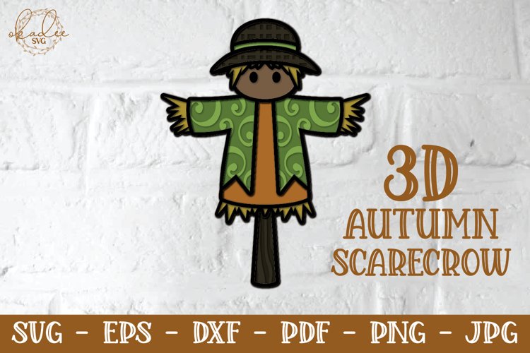 3D Autumn Scarecrow - Layered Fall Papercut SVG example image 1