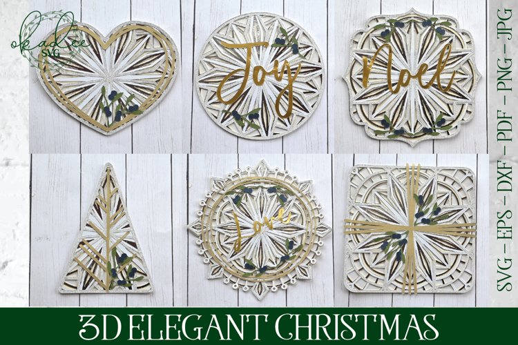 3D Elegant Christmas Mandalas | Layered Papercut Bundle example image 1