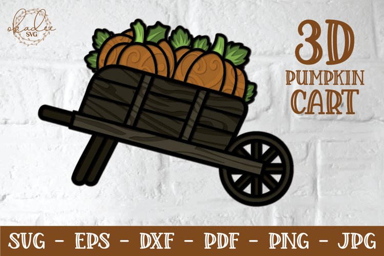 3D Pumpkin Cart - Layered Fall Wheelbarrow