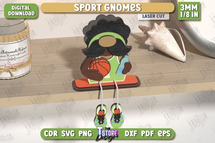 Sport Decorative Gnome Laser Cut| Table Statuette|Basketball