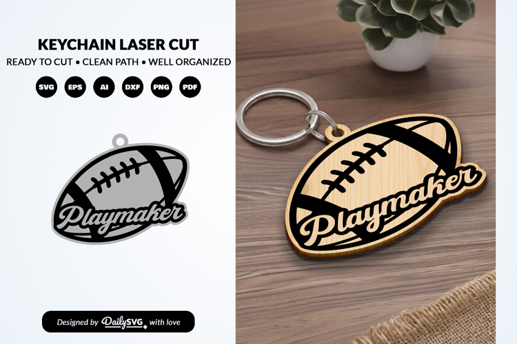American Football Keychain Laser Cut SVG