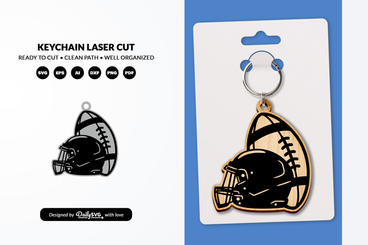 American Football Keychain Laser Cut SVG