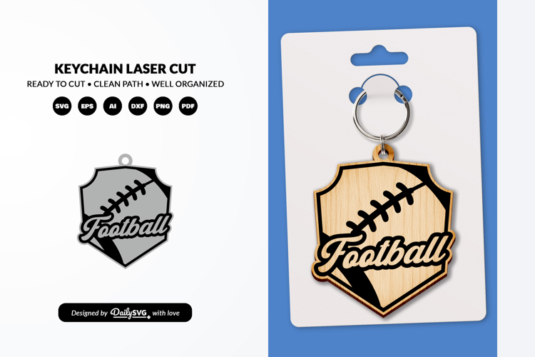 American Football Keychain Laser Cut SVG