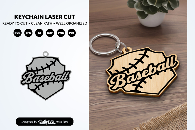 Baseball Keychain Laser Cut SVG